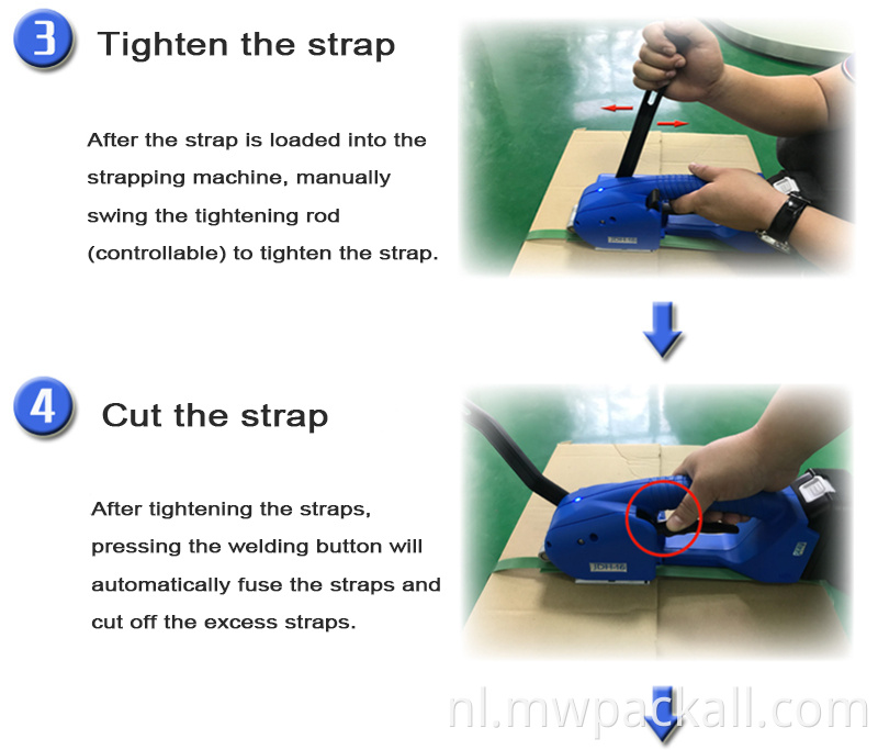 Handstrapping /batterij aangedreven plastic omsnoeringgereedschap Small Hand Packing Pet Strapping Tools